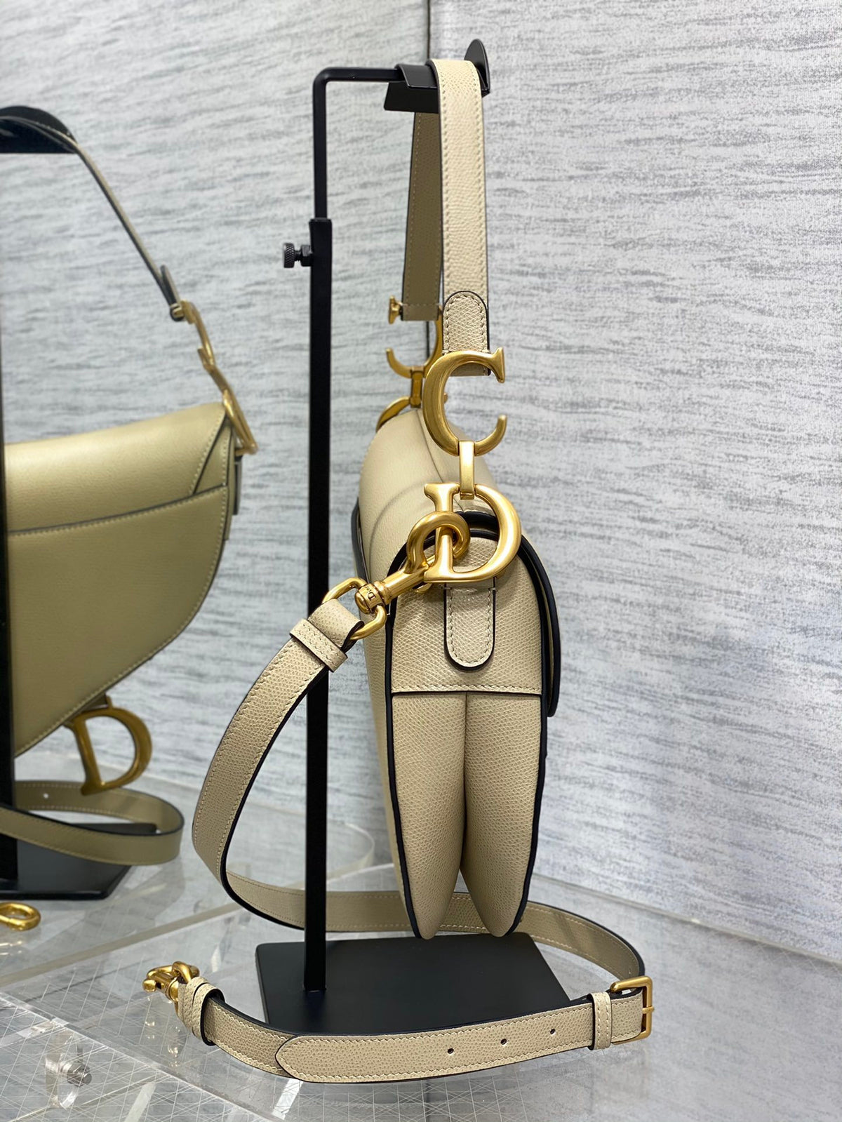 Dior Saddle Bag in Beige Gold Hardware
