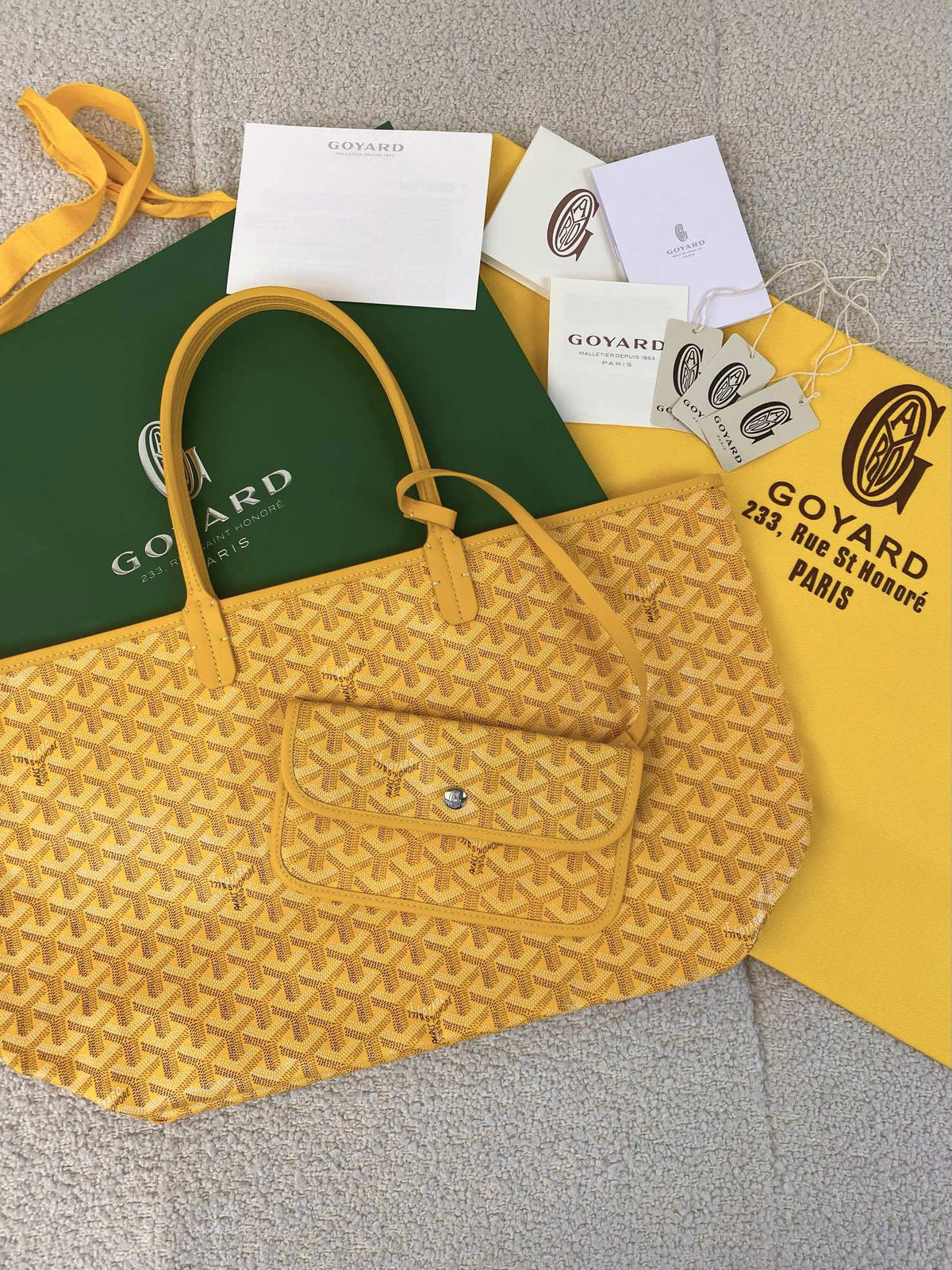Goyard Yellow Goyardine Canvas & Chevroches Calfskin Saint Louis PM Tote