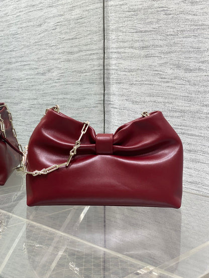 Dior Bow Bag Small Burgundy