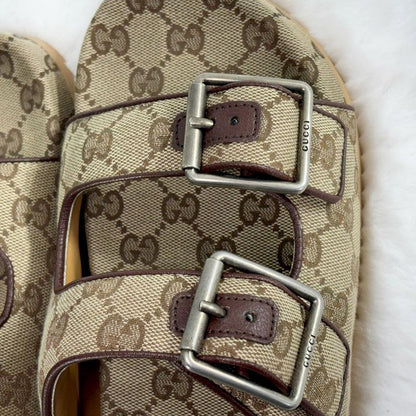 GUCCI monogram canvas slide sandals