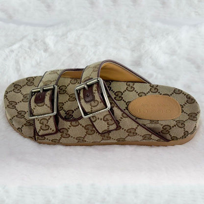 GUCCI monogram canvas slide sandals