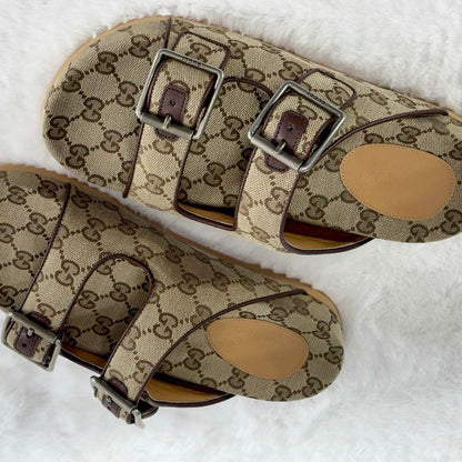GUCCI monogram canvas slide sandals