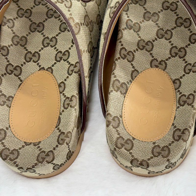 GUCCI monogram canvas slide sandals