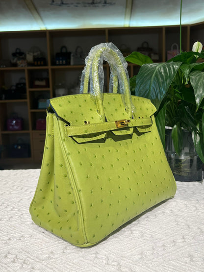 Hermes Birkin 25cm Ostrich Leather Gold Hardware