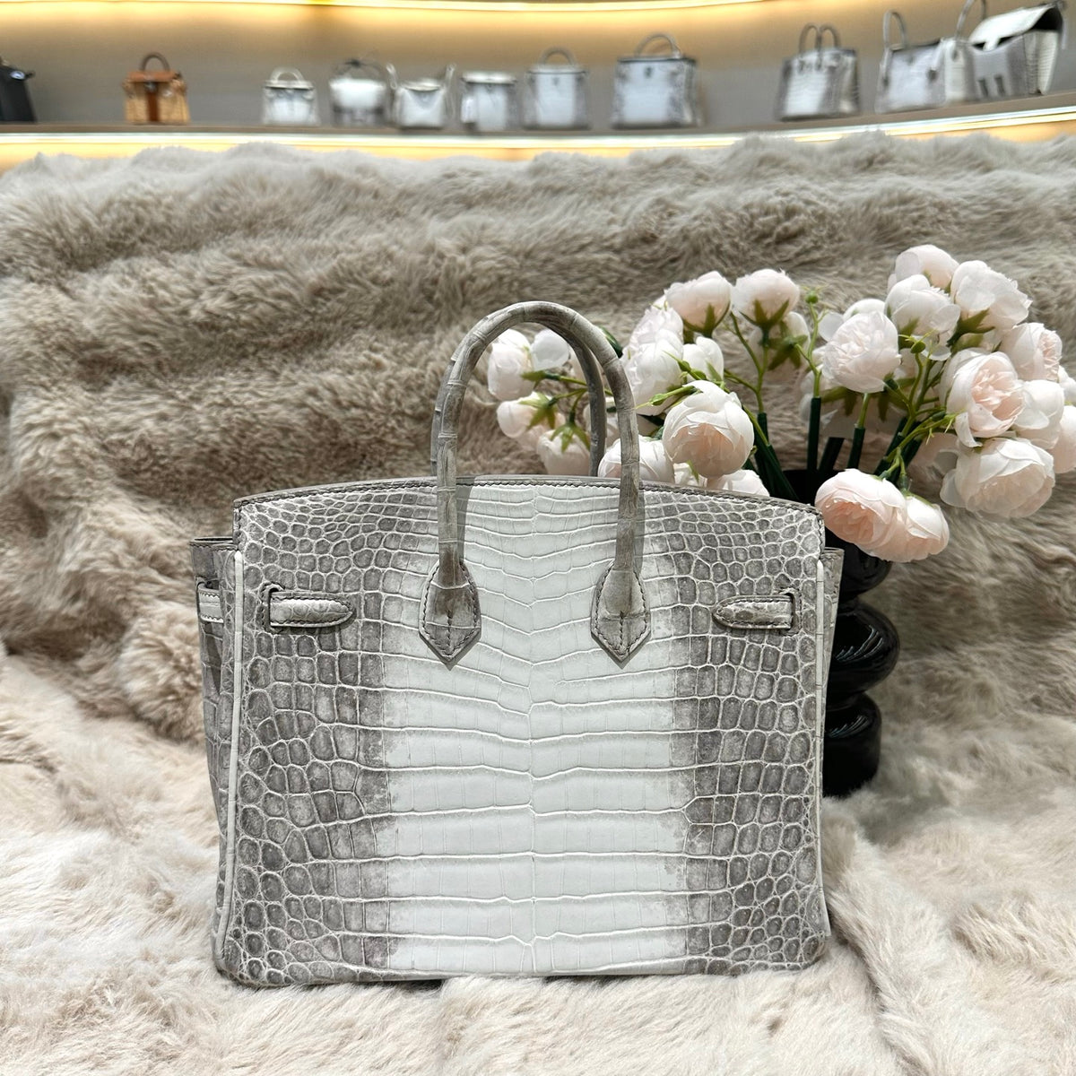 Hermes Birkin 25cm Himalaya Crocodile Leather Silver Hardware