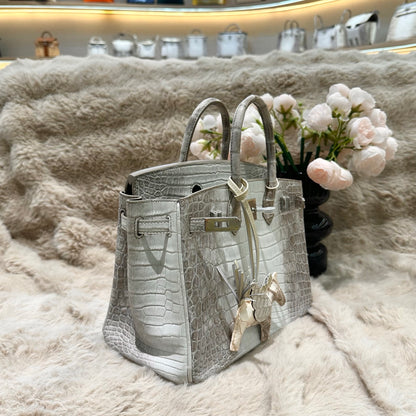 Hermes Birkin 25cm Himalaya Crocodile Leather Silver Hardware