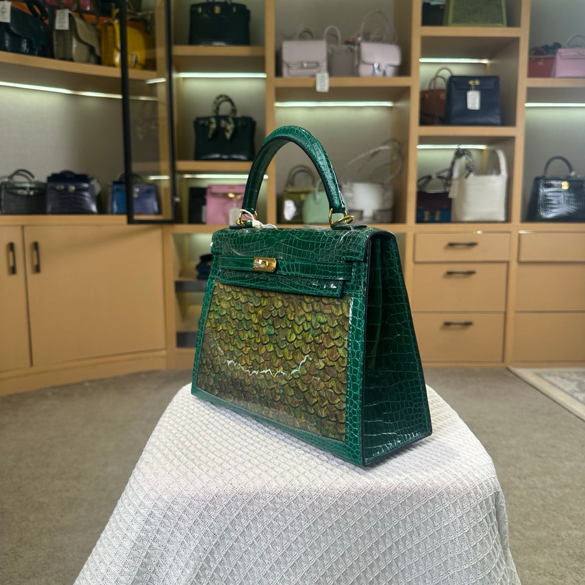 Hermes Kelly 25cm Emerald Green Gold Hardware