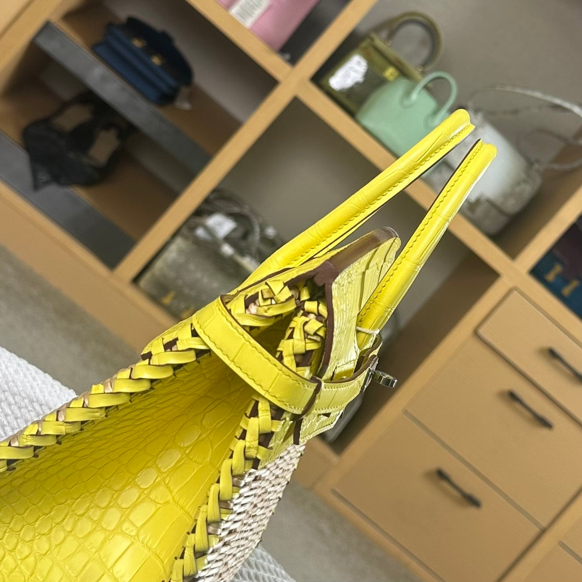 Hermes Birkin 25cm Amber Yellow Crocodile Leather