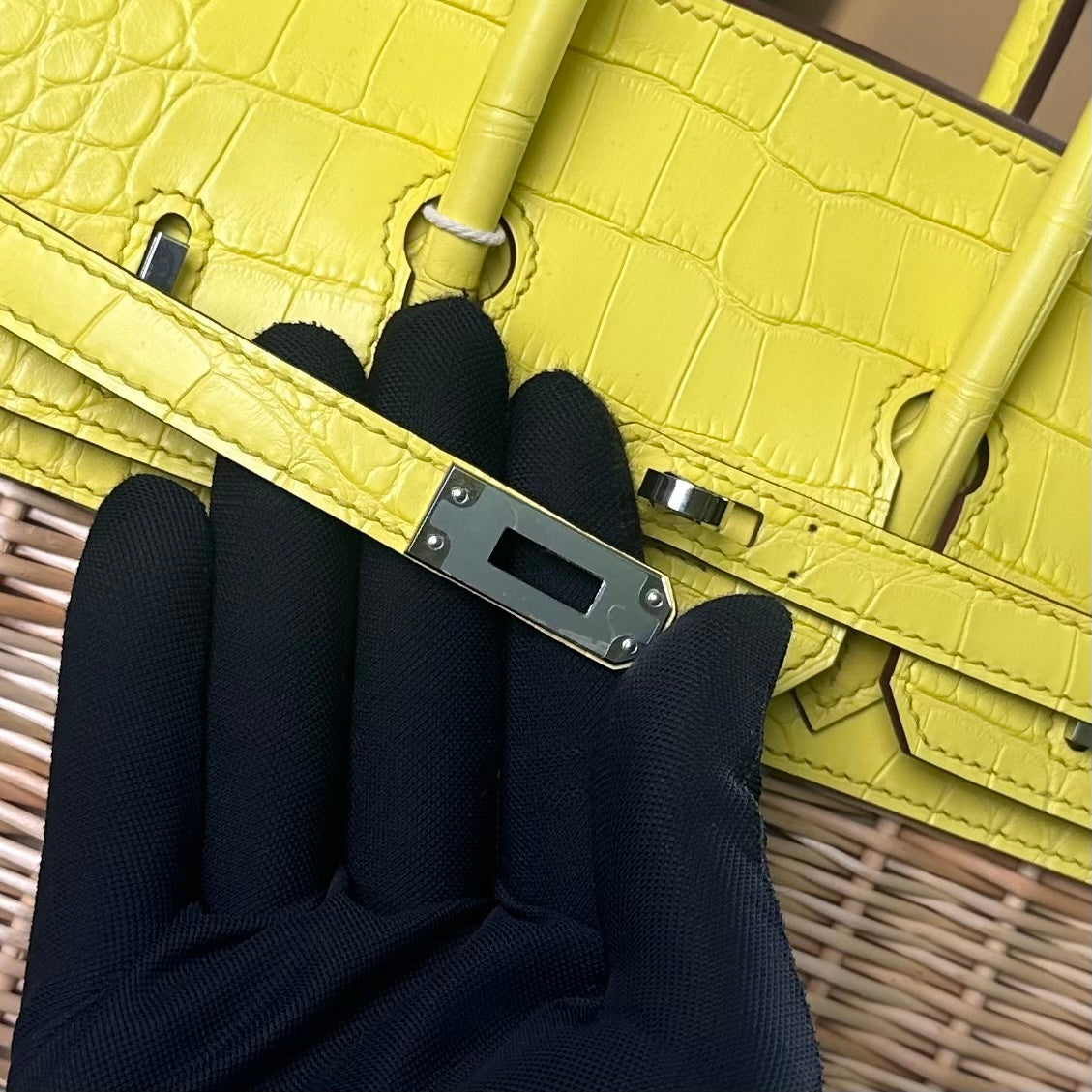 Hermes Birkin 25cm Amber Yellow Crocodile Leather