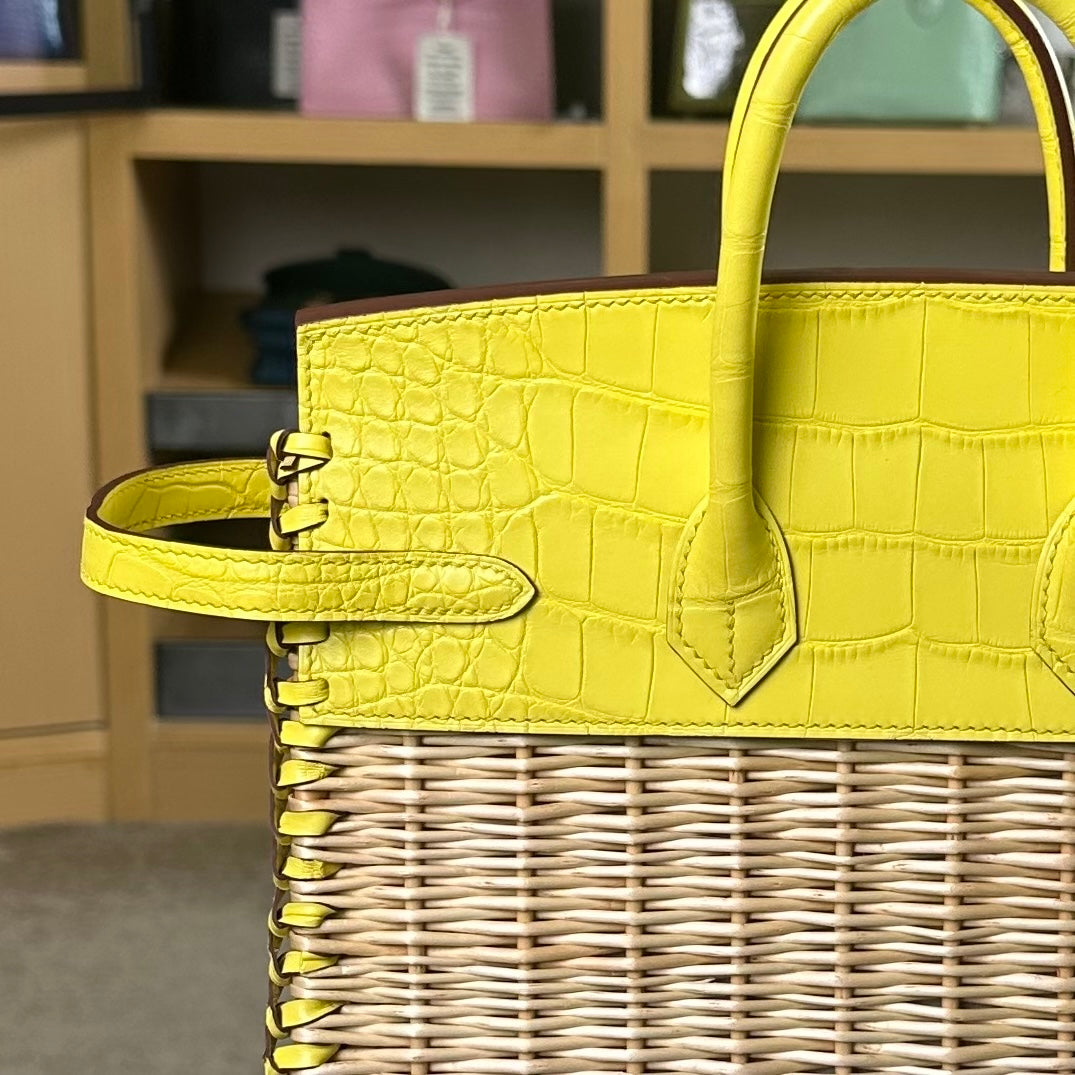Hermes Birkin 25cm Amber Yellow Crocodile Leather