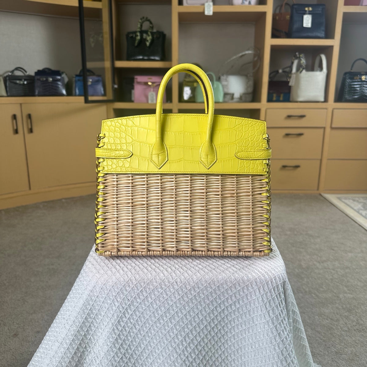 Hermes Birkin 25cm Amber Yellow Crocodile Leather