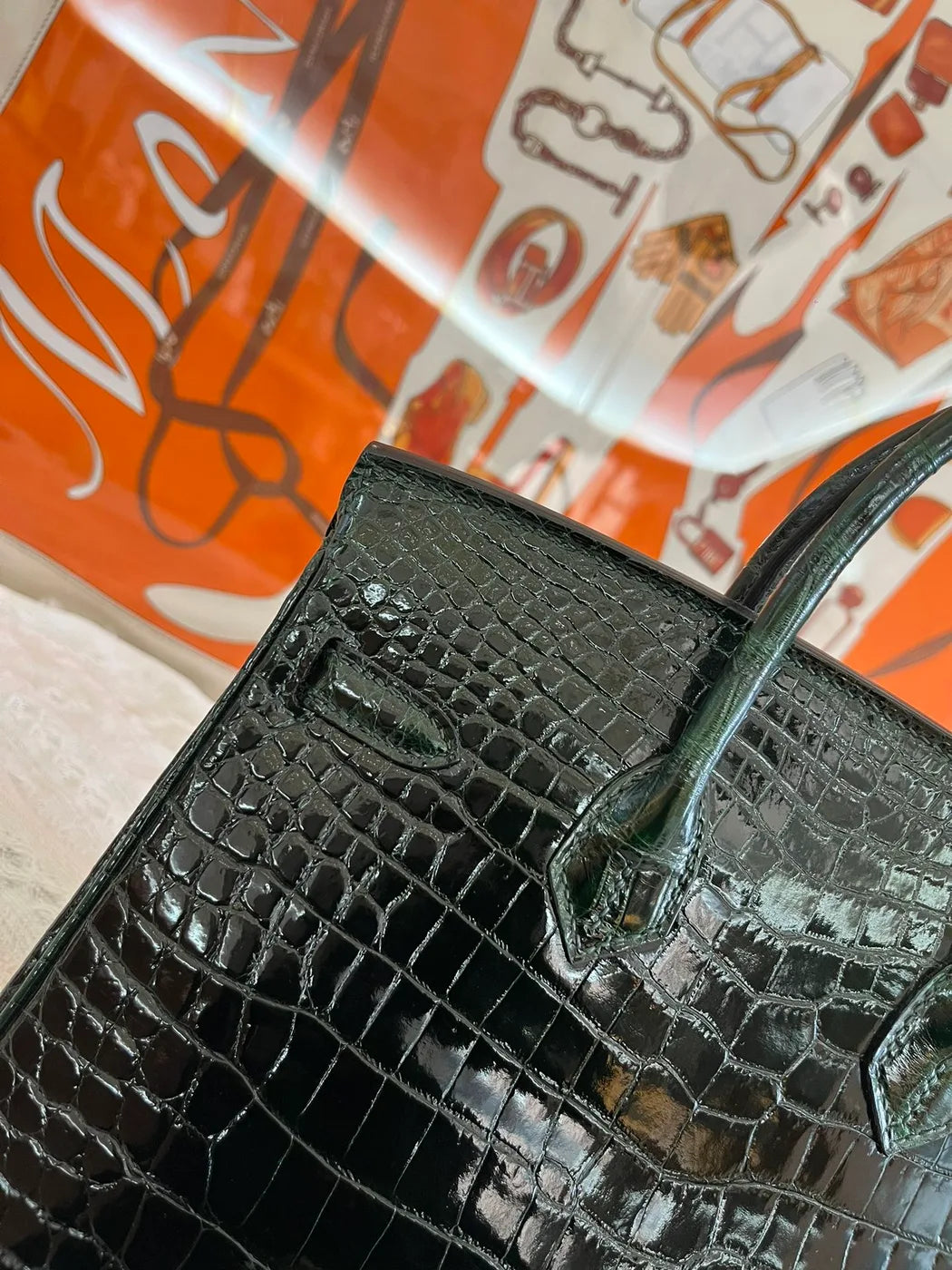 Hermes Birkin 25cm Emerald Green Crocodile Leather Silver Hardware