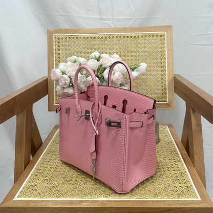 Hermes Birkin 25cm Sakura Pink Lizard Leather Silver Hardware