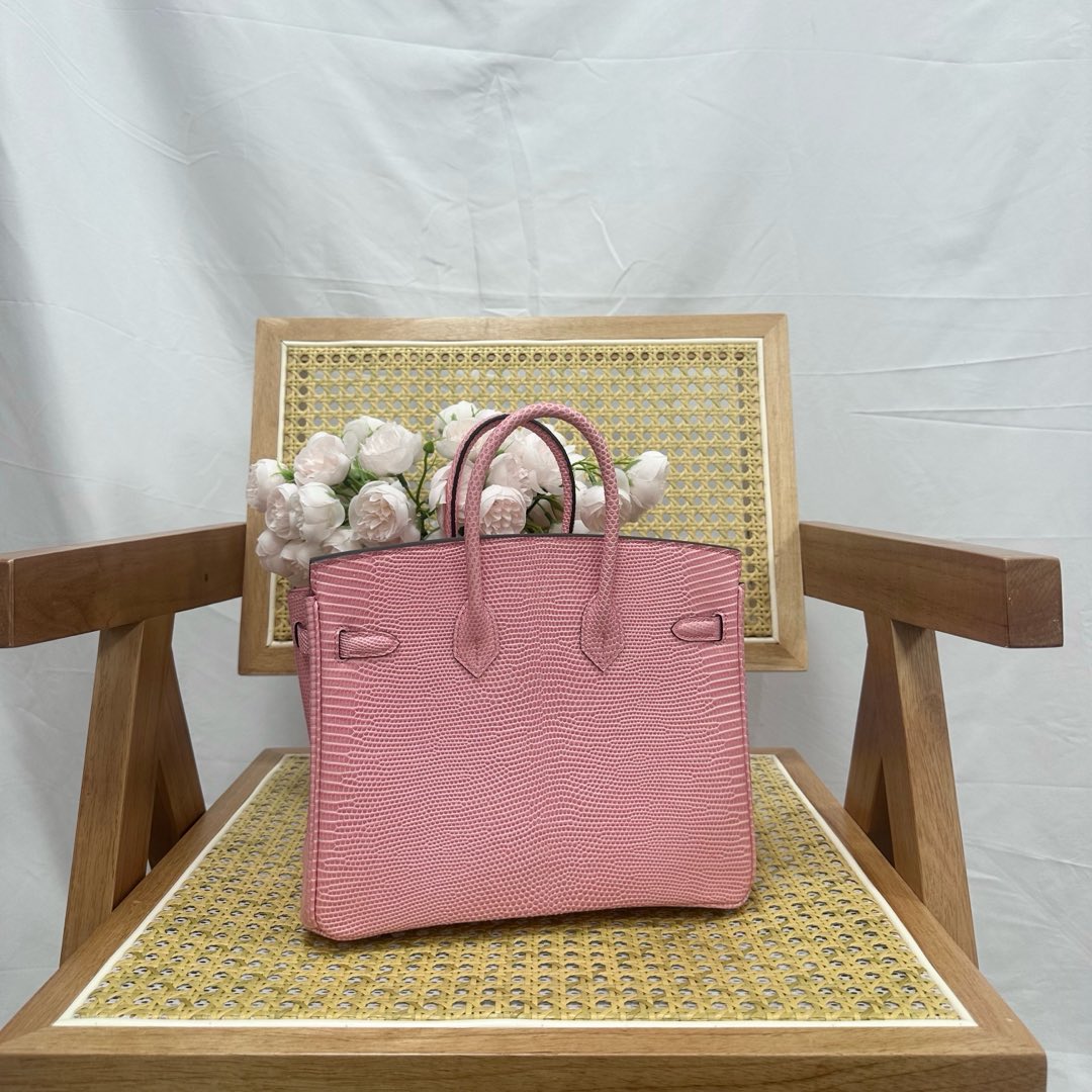 Hermes Birkin 25cm Sakura Pink Lizard Leather Silver Hardware