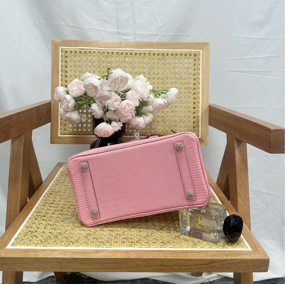 Hermes Birkin 25cm Sakura Pink Lizard Leather Silver Hardware