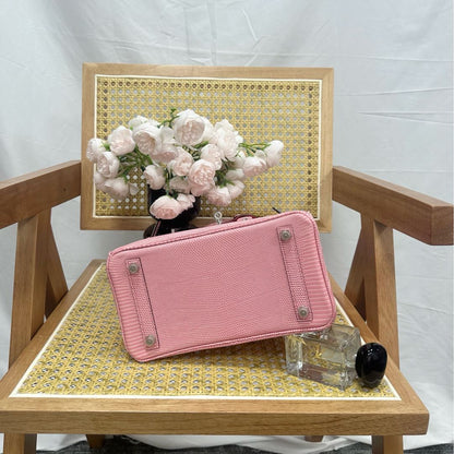 Hermes Birkin 25cm Sakura Pink Lizard Leather Silver Hardware