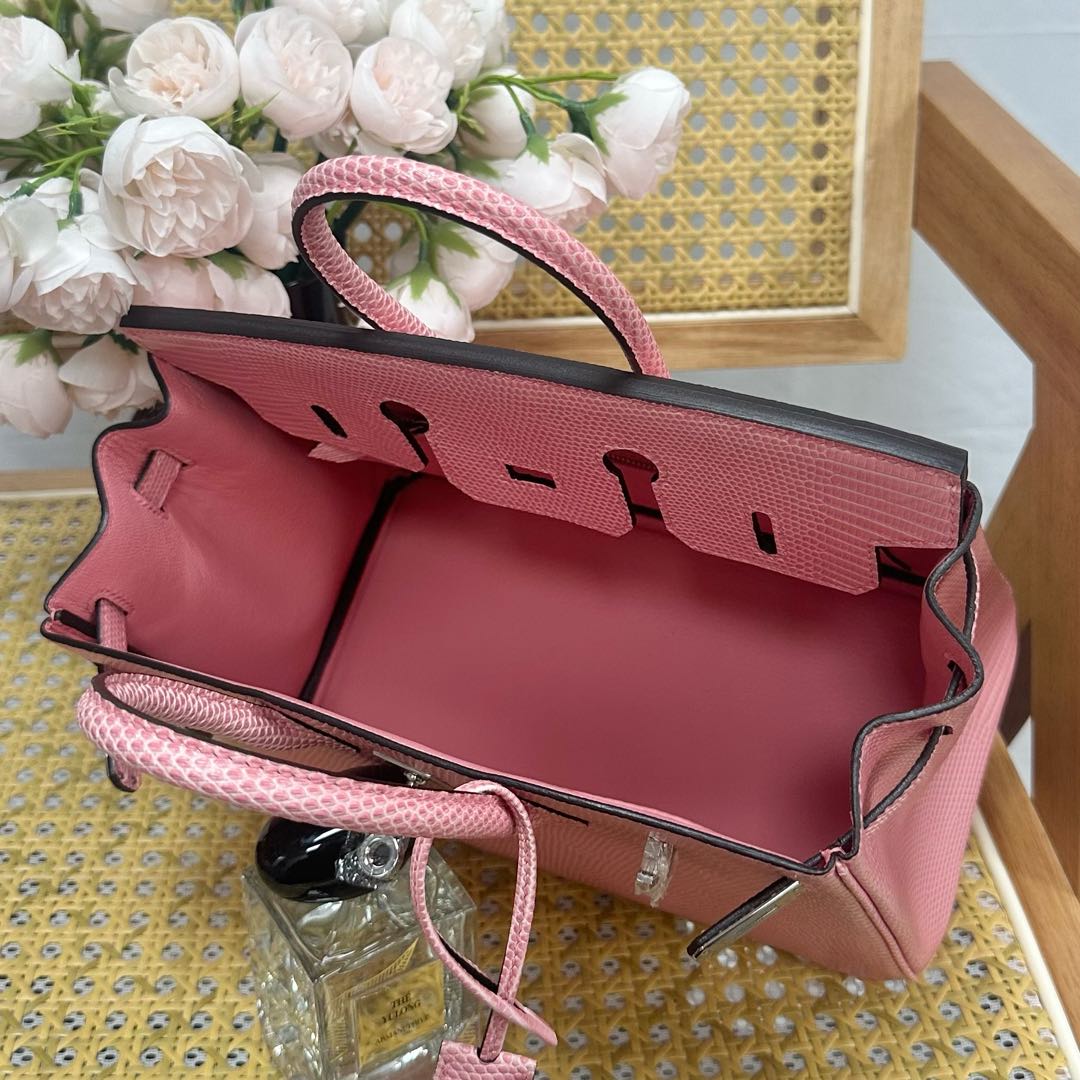 Hermes Birkin 25cm Sakura Pink Lizard Leather Silver Hardware