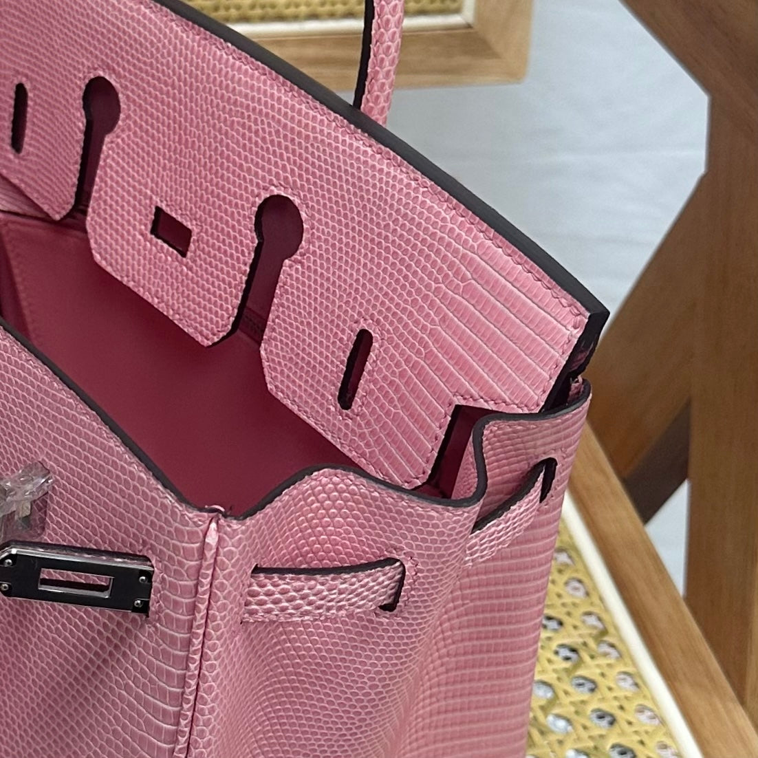 Hermes Birkin 25cm Sakura Pink Lizard Leather Silver Hardware