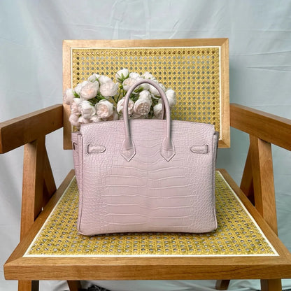 Hermes Birkin 25cm Sakura Pink Crocodile Leather Gold Hardware