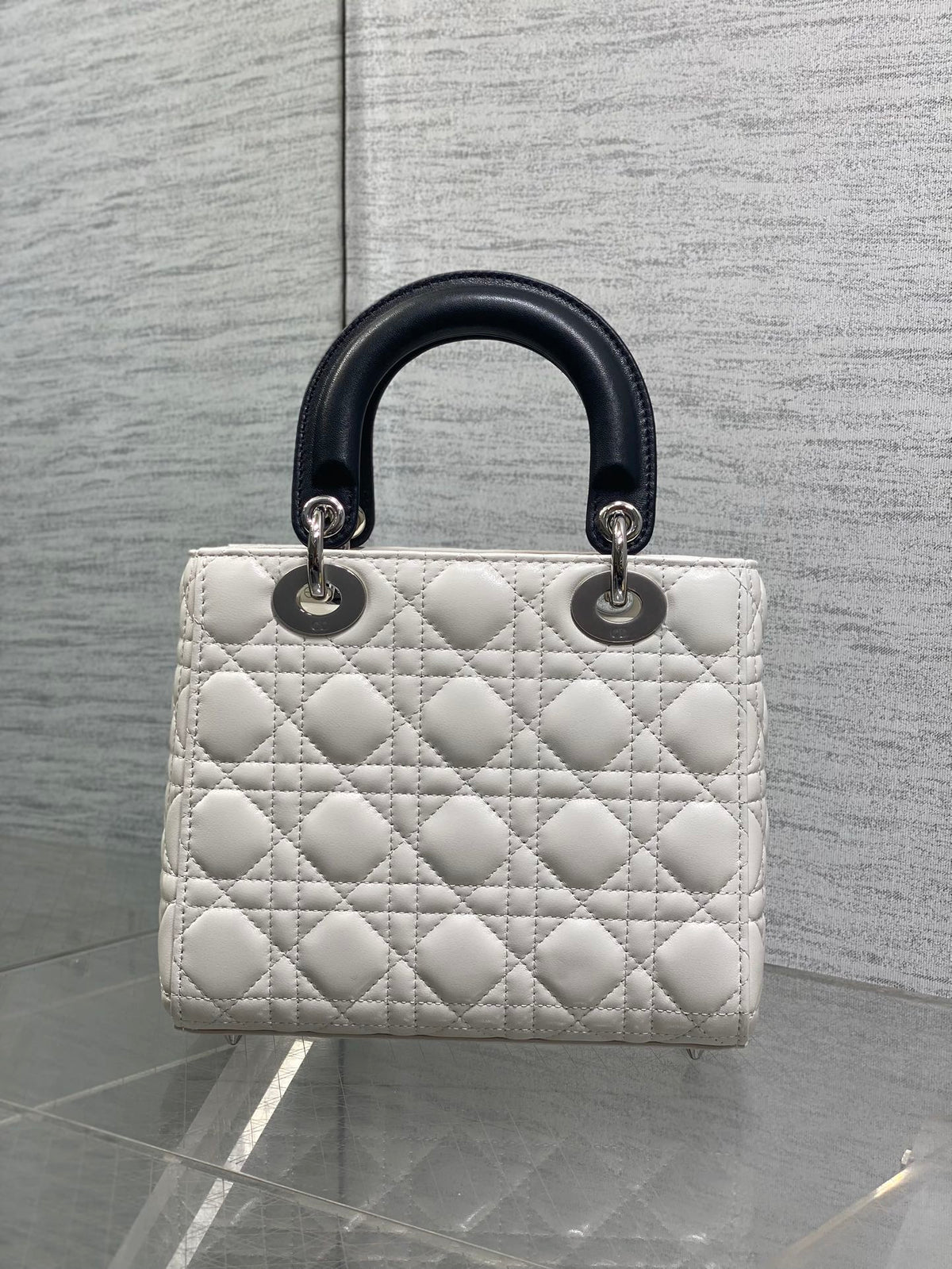 DIOR Lady Dior Bag with Chain Two-Tone Latte and Black