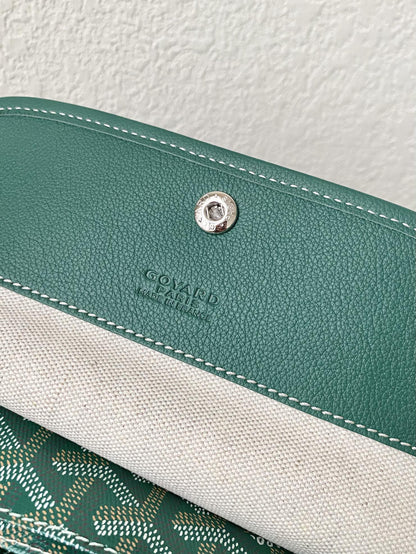 Goyard Green Goyardine Canvas & Chevroches Calfskin Saint Louis PM Tote