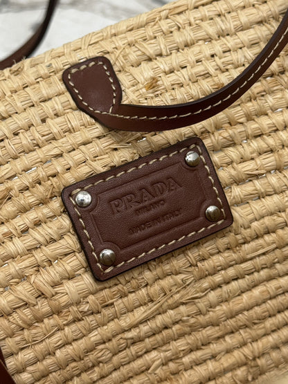 PRADA Braided Handle Basket Bag