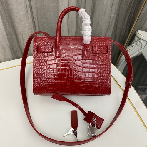 Saint Laurent Paris Saint Laurent Red Croc Embossed Leather Nano Classic Sac De Jour Tote