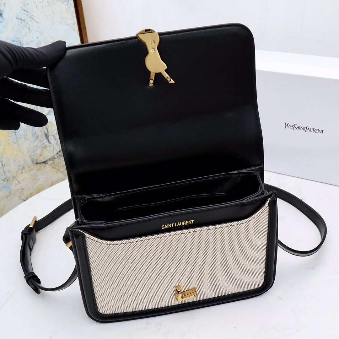 SAINT LAURENT Solferino Medium Cotton And Leather Shoulder Bag