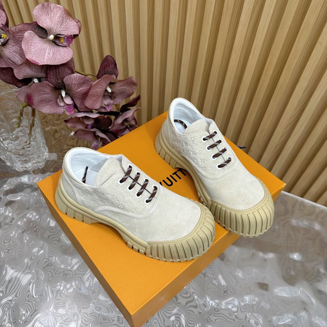 LV Women Beige Suede Casual Sneakers