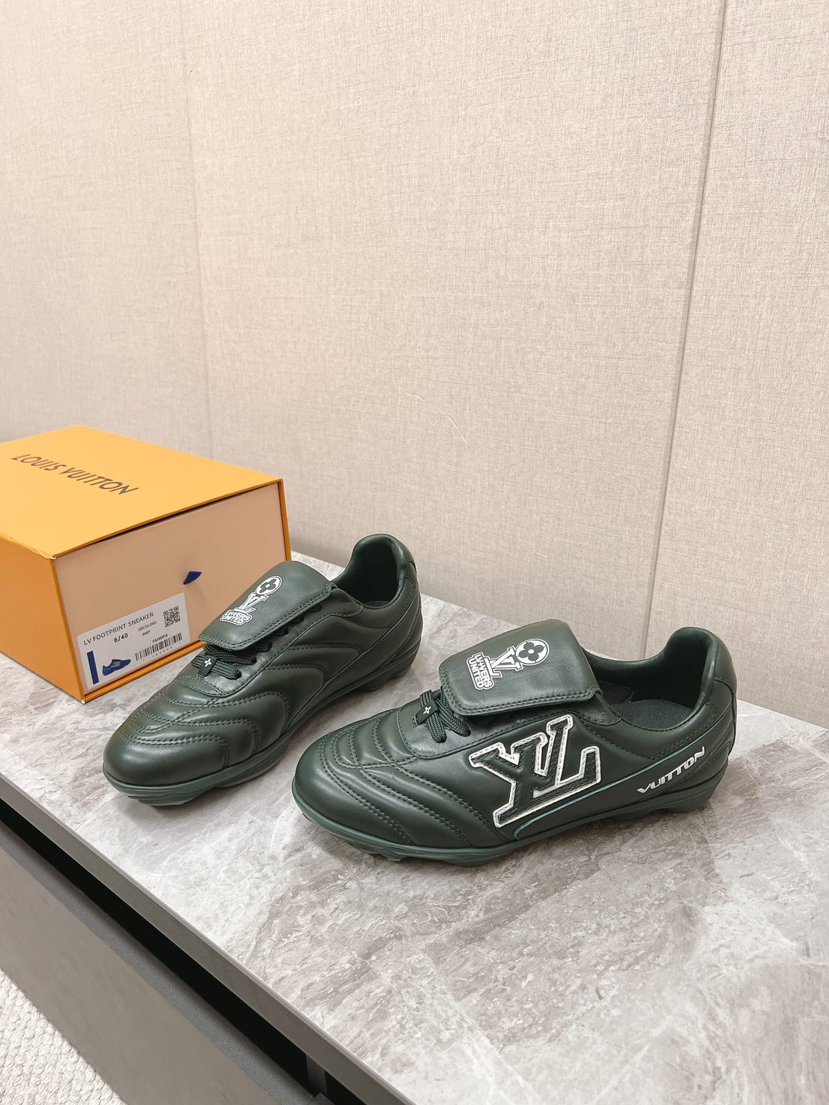 LV Women Dark Green Leather Sneakers