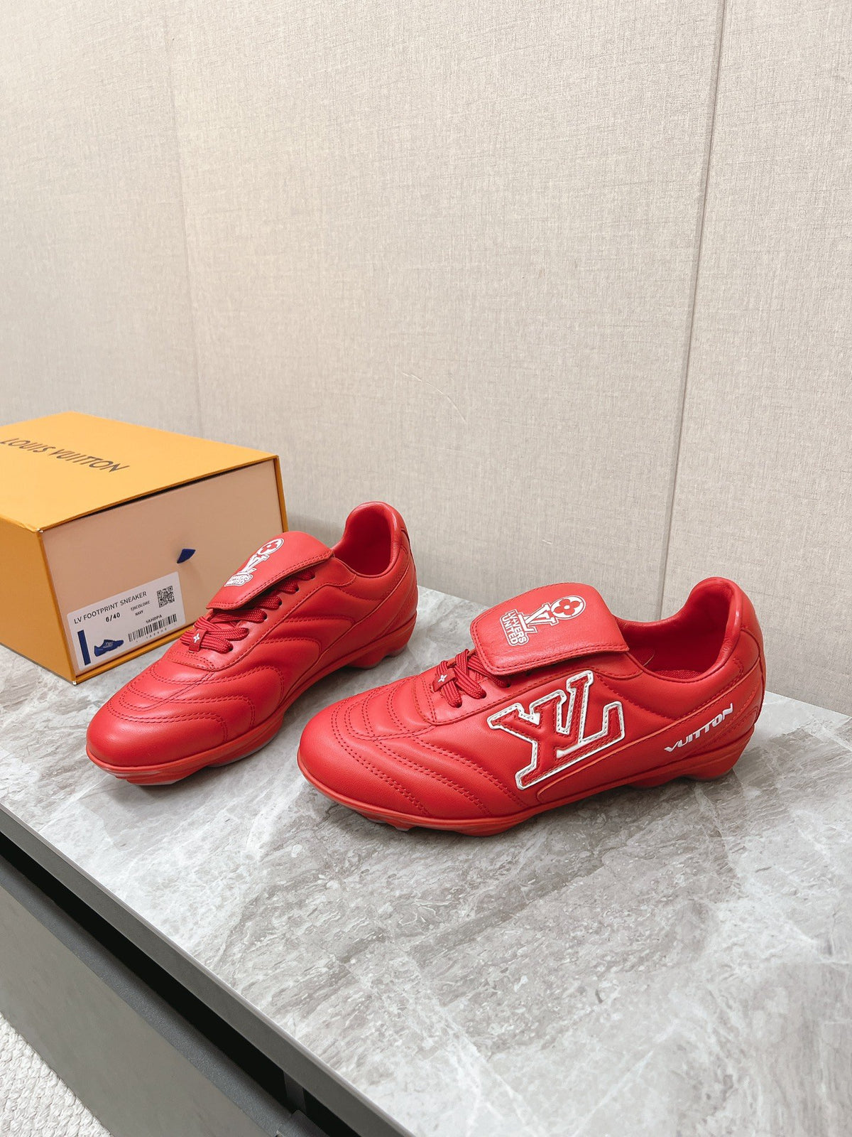 LV Women Red Leather Sneakers