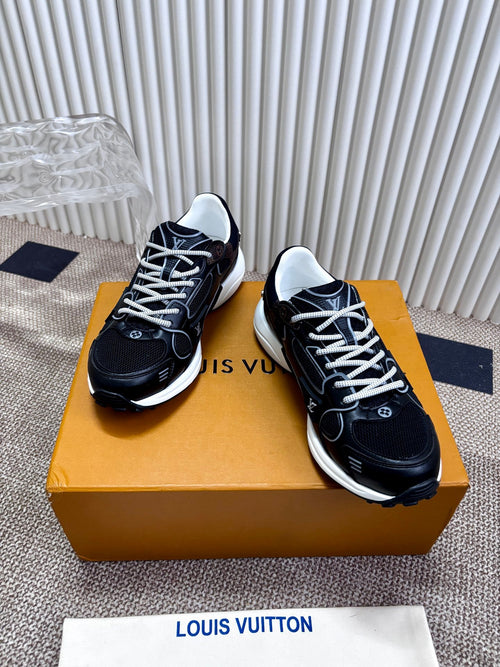 LV Women Black Mesh Leather Sneakers