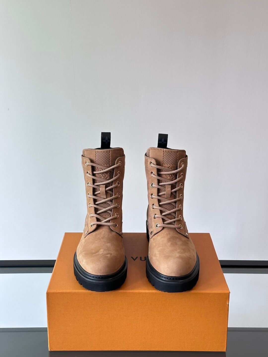 LV Men Beige Nubuck Leather Boots
