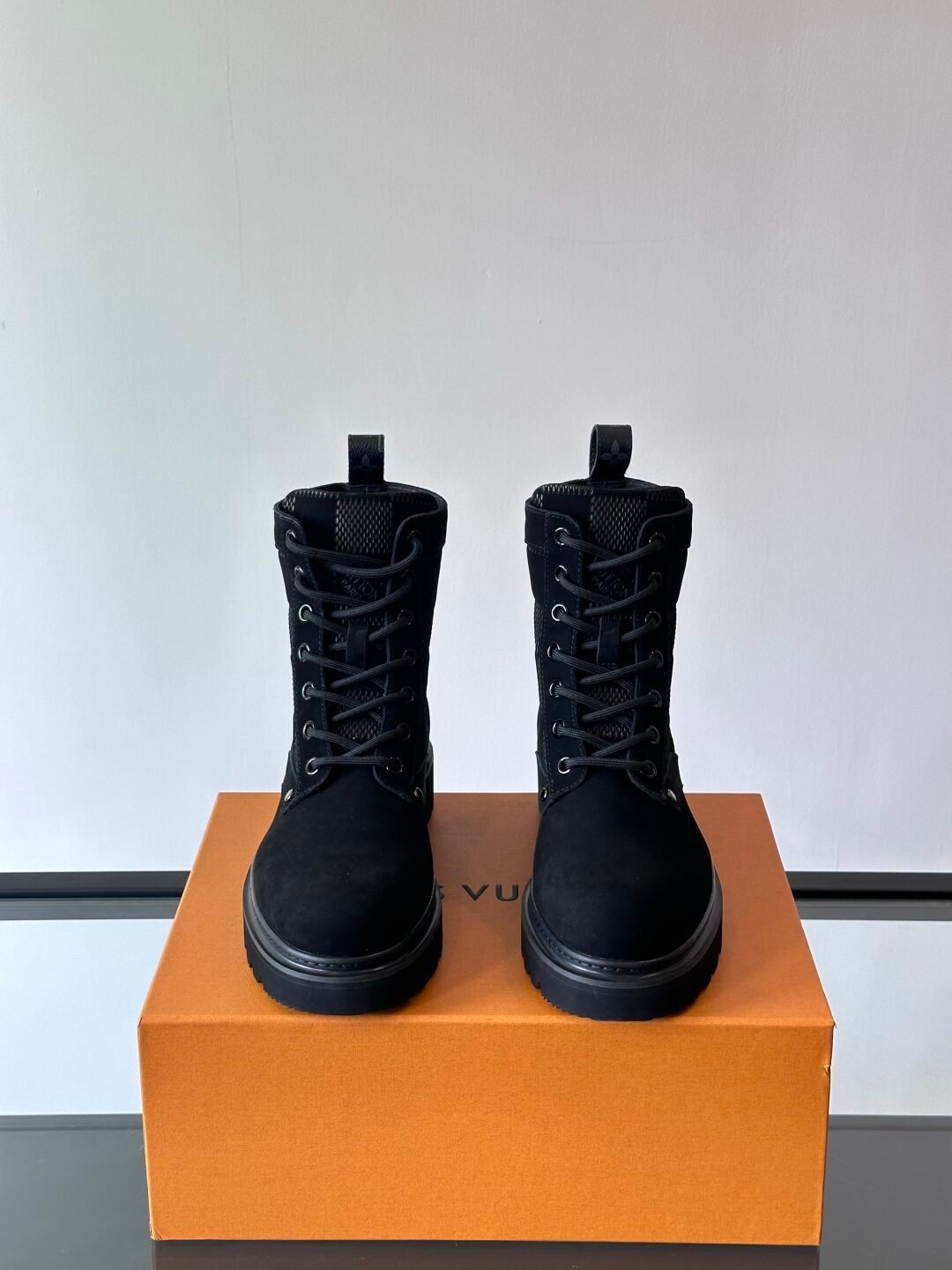 LV Men Black Suede Leather Boots