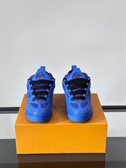 LV Men Blue Mesh And Leather Sneakers