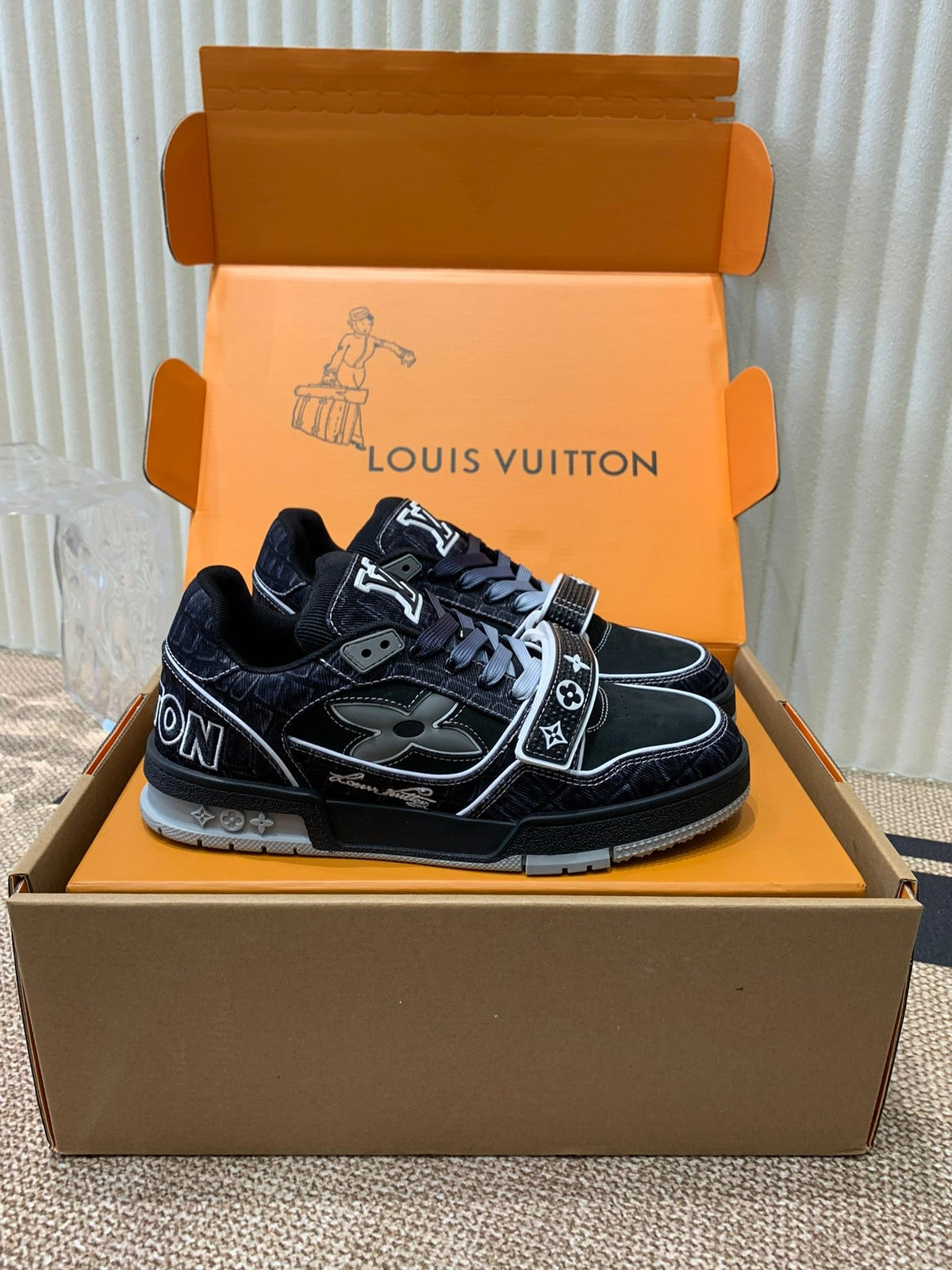 LV Women Black Fabric Sneakers