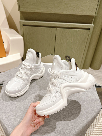 LV Women White Leather Chunky Sneakers