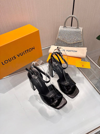 LV Women Black Patent Leather Heels