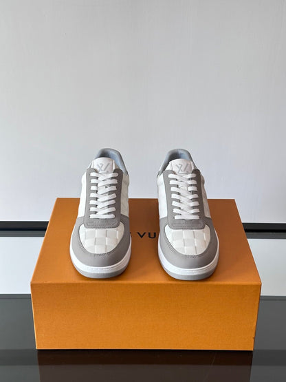LV Men White And Gray Leather Sneakers