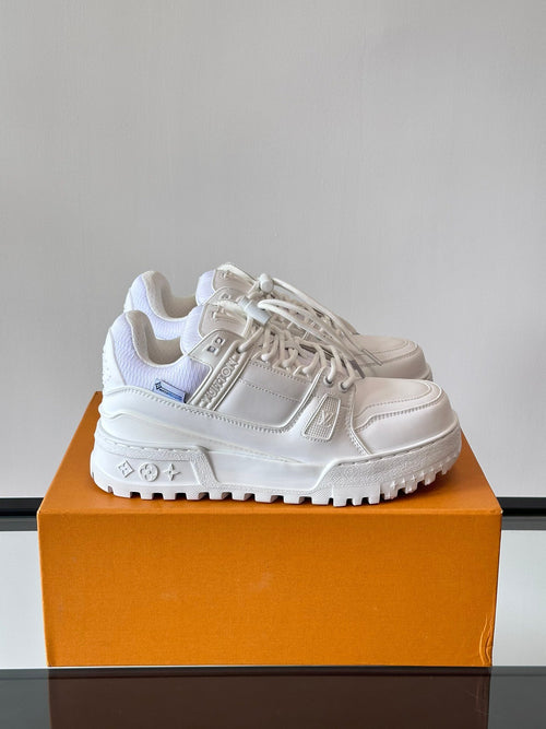 LV Men White Leather Sneakers