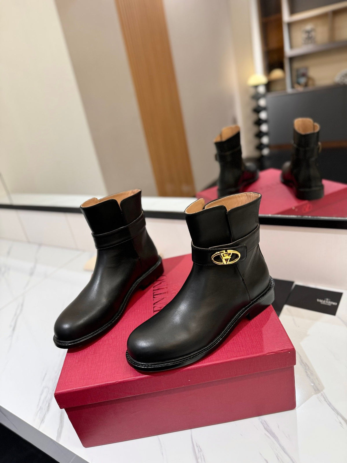 Valentino Women Black Leather Ankle Boots