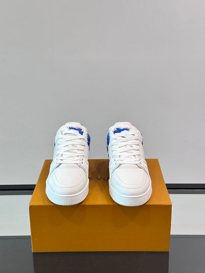 LV Men White Blue Leather Sneakers