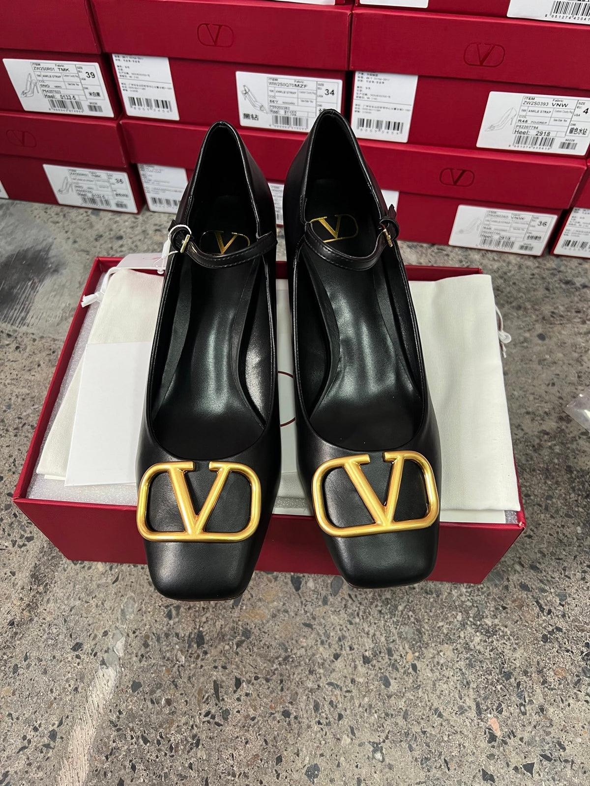 Valentino Women Black Leather Heels