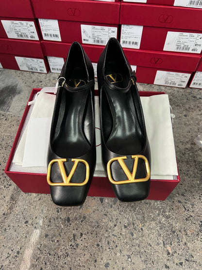 Valentino Women Black Leather Heels