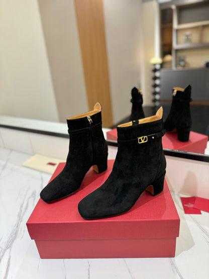 Valentino Women Black Suede Ankle Boots