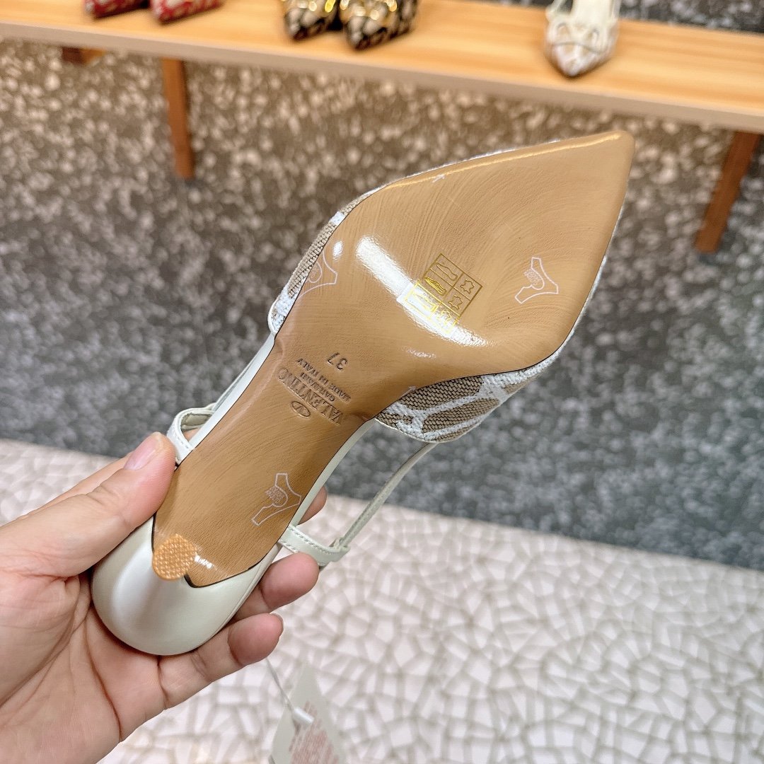 Valentino Women White Mesh Slingback Pumps