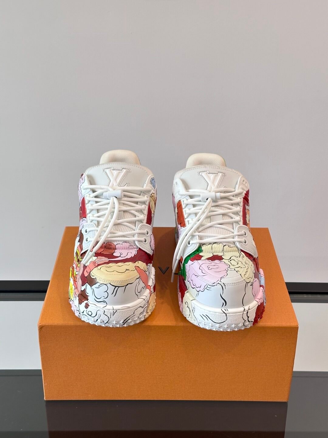 LV Men White Multicolor Leather Sneakers