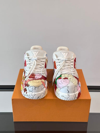 LV Men White Multicolor Leather Sneakers