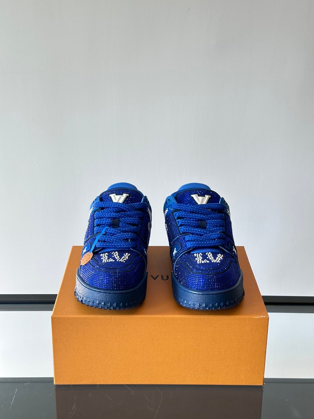 LV Men Blue Fabric Embellished Sneakers