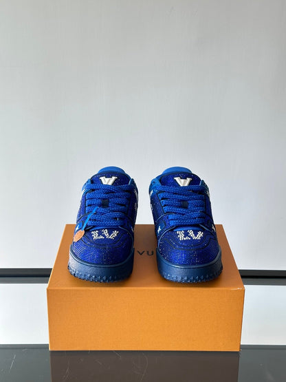 LV Men Blue Fabric Embellished Sneakers